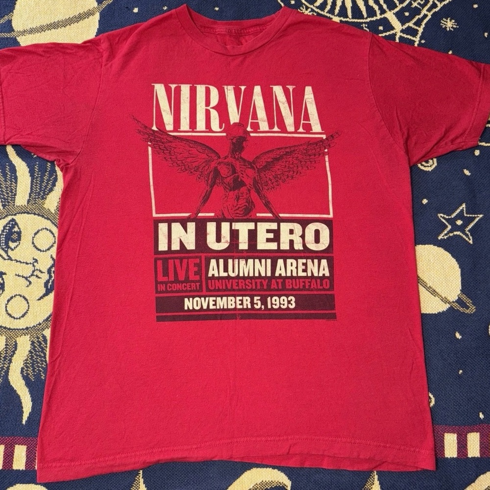 Vintage Nirvana In Utero 1993 Tour T-Shirt Kurt Cobain Reprint Size Large
